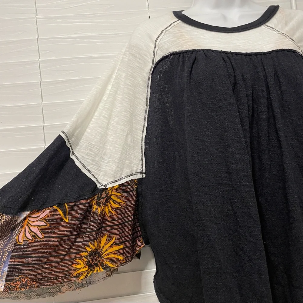 Free People NWT Friday Fever Top OB799522 Top Relaxed Black Size S